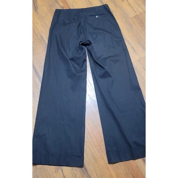 Piazza Sempione Women Black Wide Pants Made in Italy sz 12 cuffed hem 30" waist - Picture 8 of 9